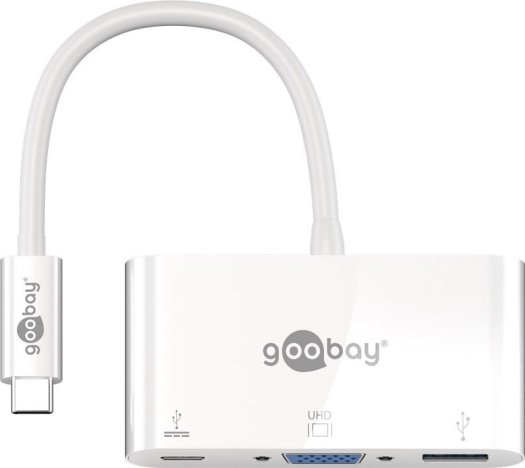 Adaptor multiport USB-C la VGA, USB A 3.0 0.15m alb, Goobay